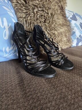 Chinese Laundry Black Strappy Stiletto Heels